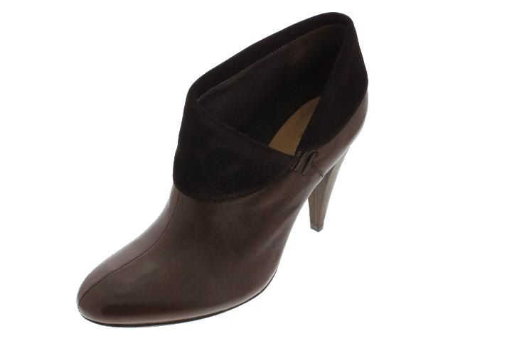 Coach New Annika Brown Leather Fold Over Ankle Boots Booties Heels 