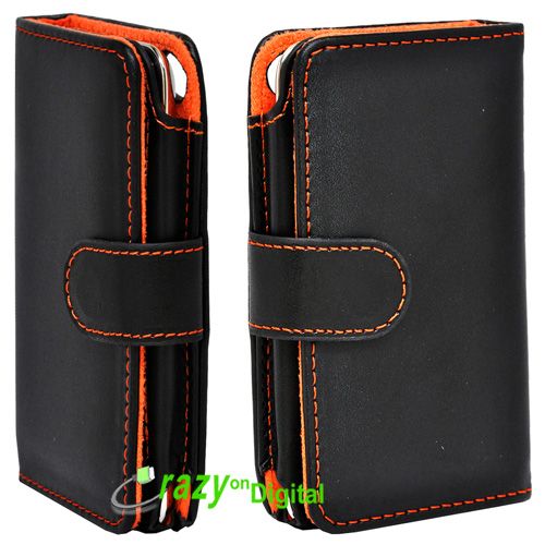 black leather flip case for apple ipod touch 4th generation