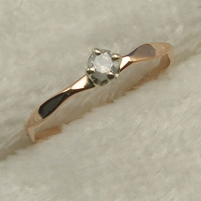   Baby Ring Hand Crafted 14k Rose Gold April Birthday Birth Stone