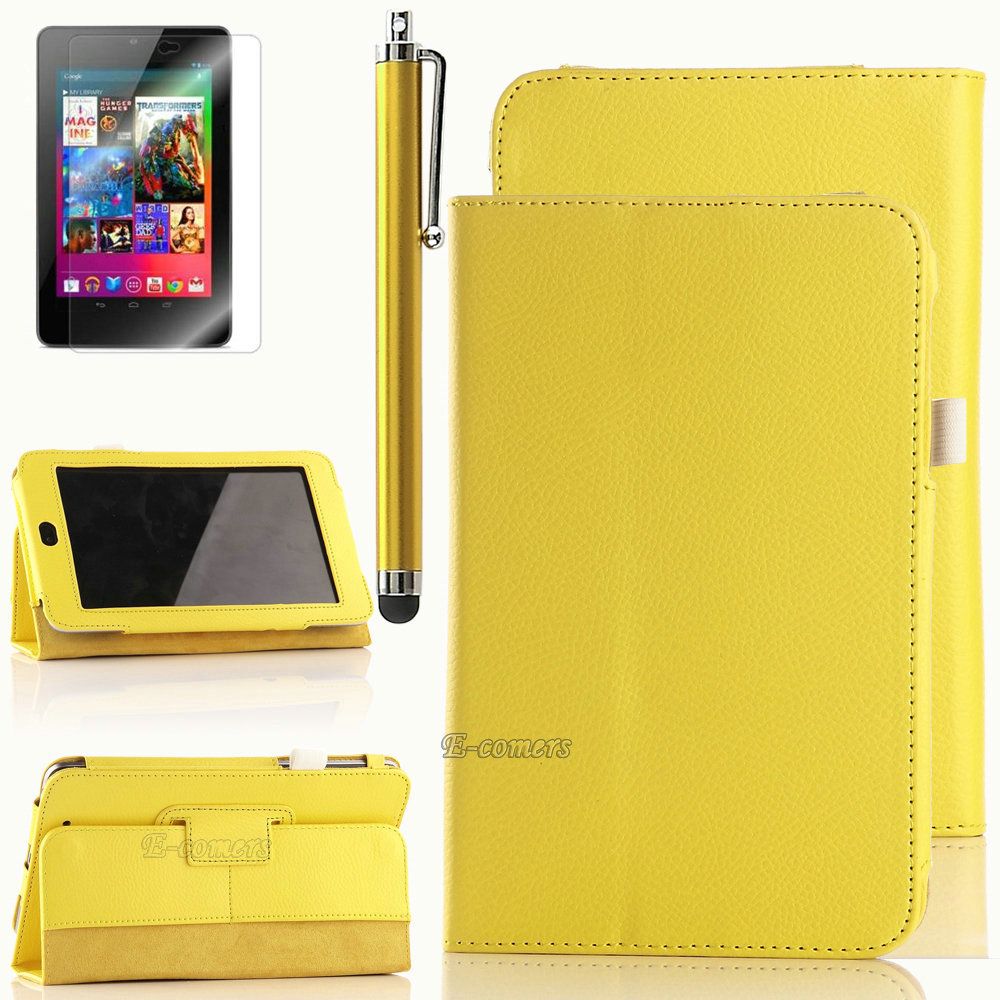   Leather Folio Case Cover for Asus Google Nexus 7 Inch Tablet w/Stylus