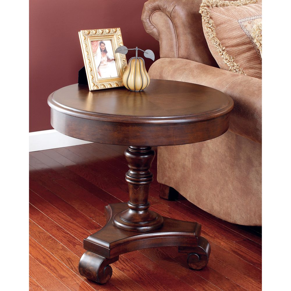 Ashley Brookfield Round End Table Dark Rustic Finish T496 6
