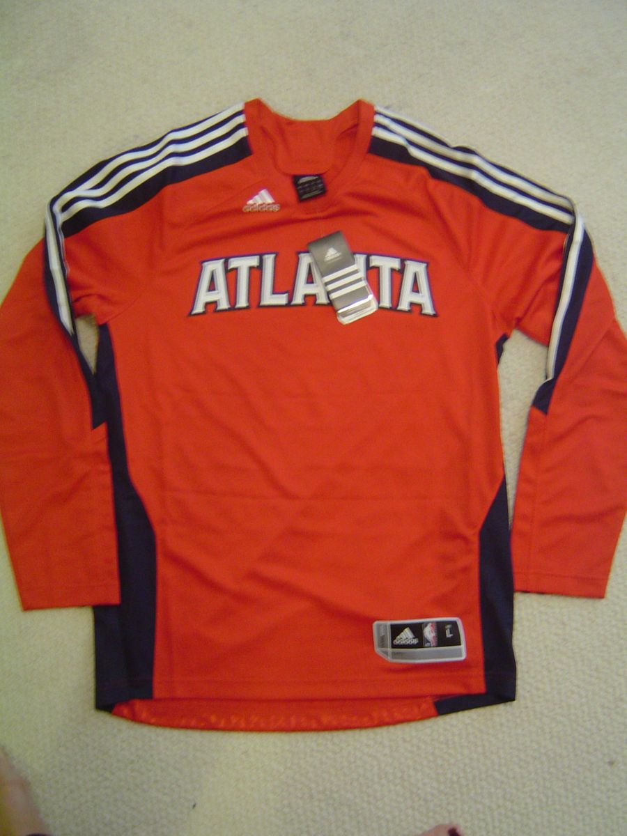 Adidas Atlanta Hawks Red Shooting Performance Long Sleeve T shirt 