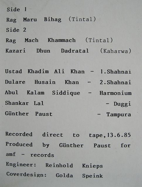   Ali Khan   Shahnai Party   Music Ensemble Of Benares   amf music