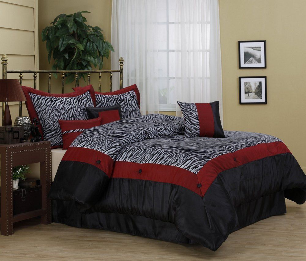 Sahara Zebra Pattern 7 Piece Comforter Set Bed in Bag Brand New