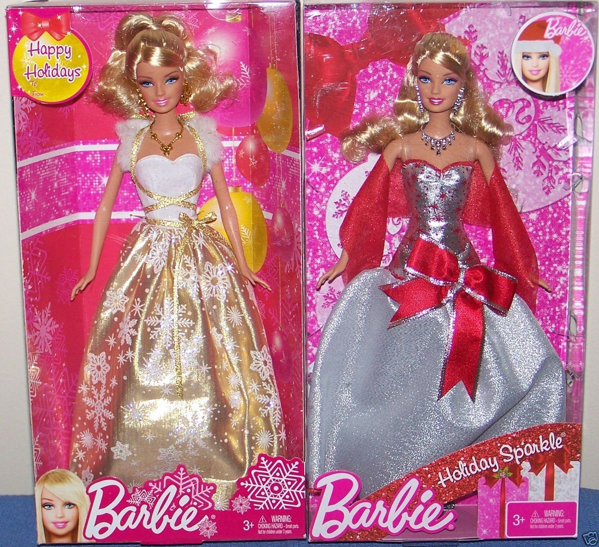 Mattel Holiday Sparkle Barbie dolls set of 2 ~ New in Box ~ Great Gift 