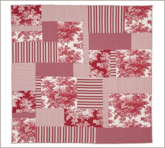 Pottery Barn Matine Patchwork Quilt Sham Full Queen Red