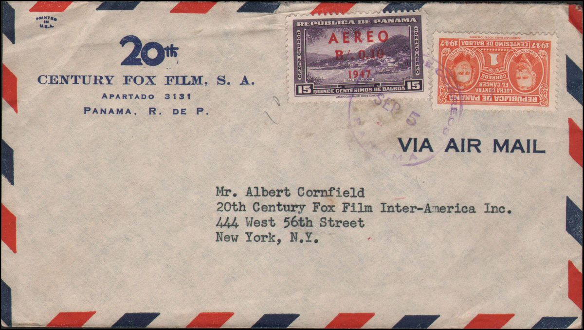 20th Century Fox Ad Cover from Panama to NY