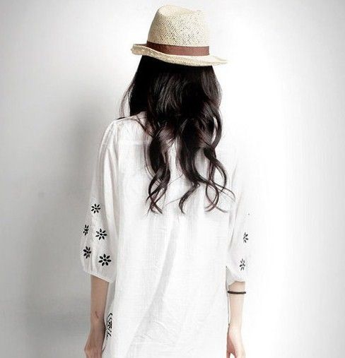 Airy Whisper White Cotton Boho Tunic Blouse Top Sweet Embroidery 5 C3 