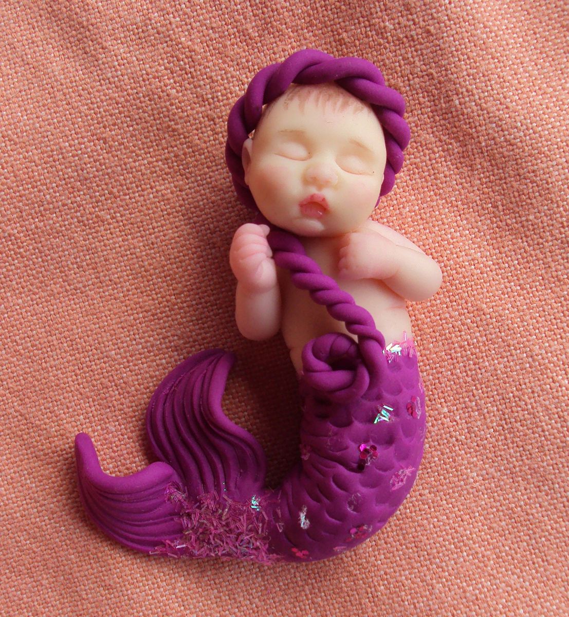   POLYMER DOLL BABY MERMAID FAIRY FAERIE HAND SCULPTED BY LIDIA ALBANESE