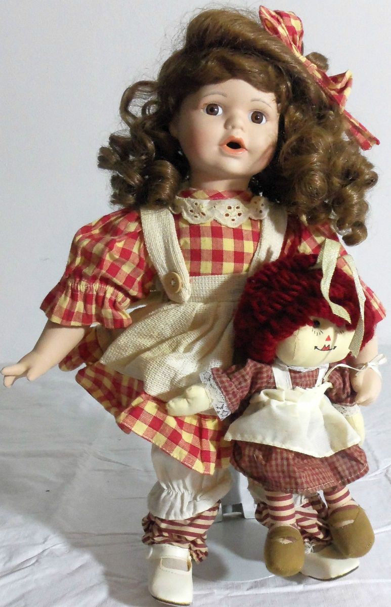 Girl Doll Country style w/ Raggedy Ann Large Rare ZY Toys Plastic Life 
