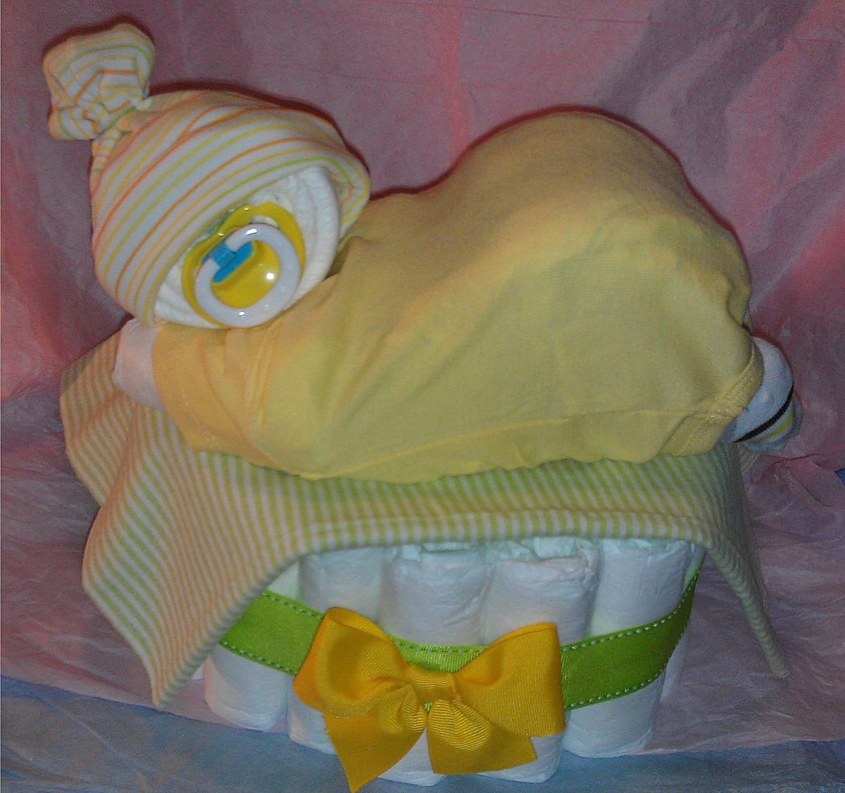 Sleeping Newborn Diaper Baby Cake Neutral Adorable Shower Centerpeice 