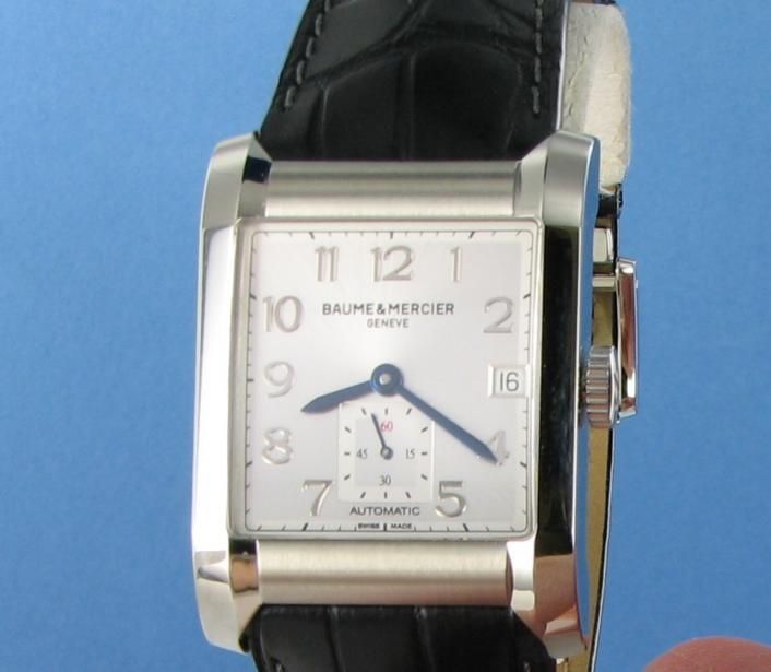 Baume et Mercier 10026 Hampton Automatic SIlver Dial Black Strap Watch 