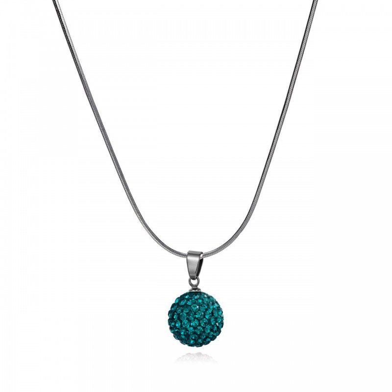 Fashion Jewelry Indicolite Pave Crystal Ball Pendant Necklace