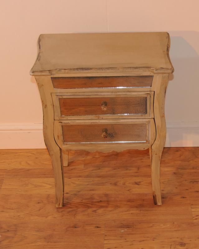 Pair French Mirrored Bedside Chests Tables Shabby