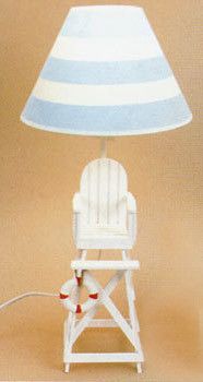 Lifeguard Chair Table Desk Lamp Beach White Blue