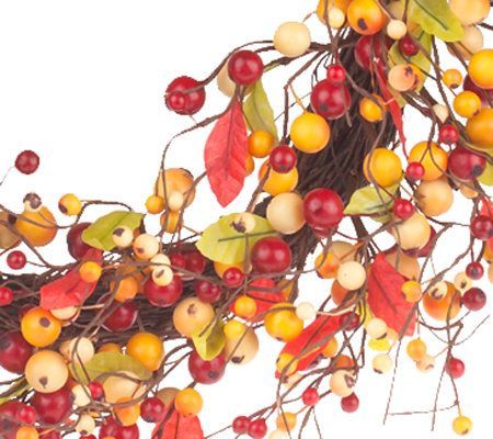 20 Fall Autumn Wreath Wild Berry on Grapevine Base by Valerie Parr 