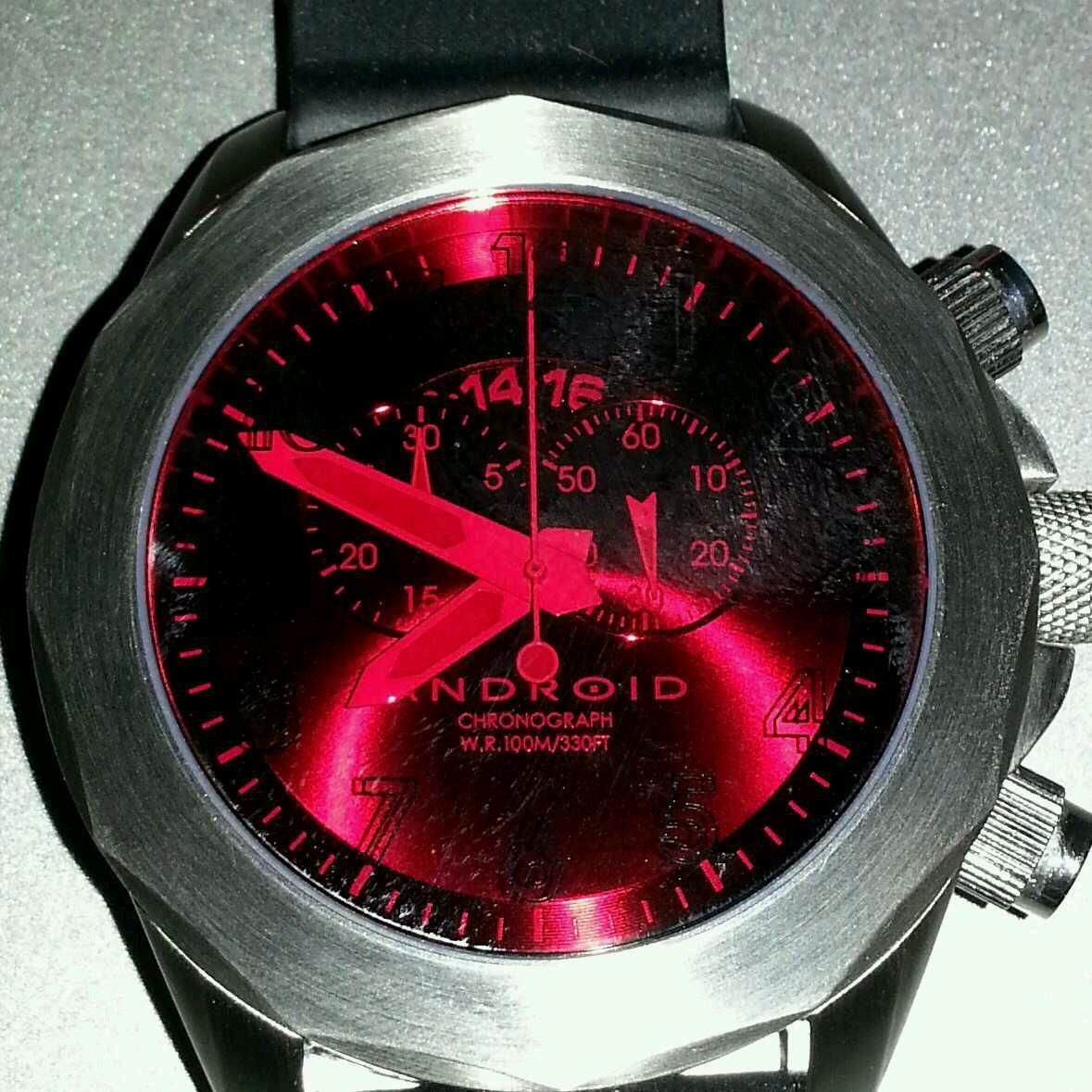 Android Euxine Red Tinted Crystal Black Rubber Strap