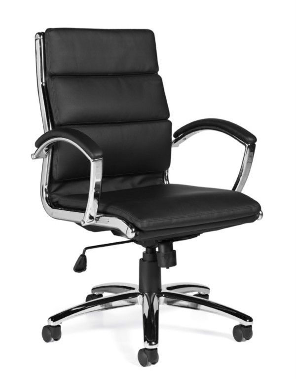 OTG11648B Black Leather Segmented Office Desk Chair