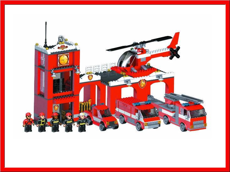 Mega Bloks 2404 Blok Squad Fire Station Patrol Set 4 Vehicles 956 Pcs 