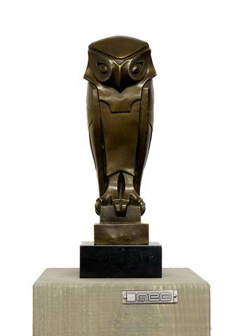   Futurism Animal Bronze Sculpture Owl Signed Umberto Boccioni