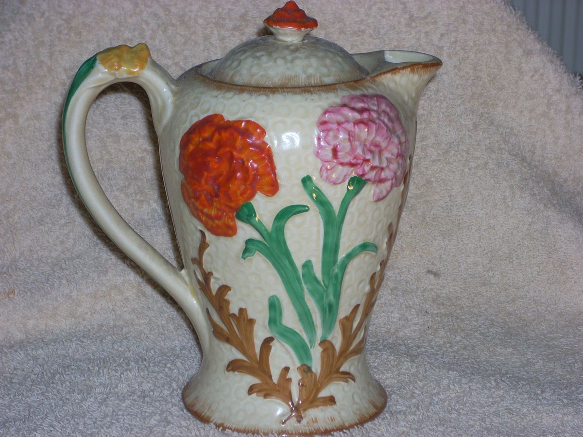 ARTHUR WOOD CARNATION HOT WATER JUG TEA POT RdNo809274 1930S