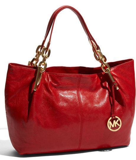 Michael Kors Ines Large Shoulder Tote Red Leather $448