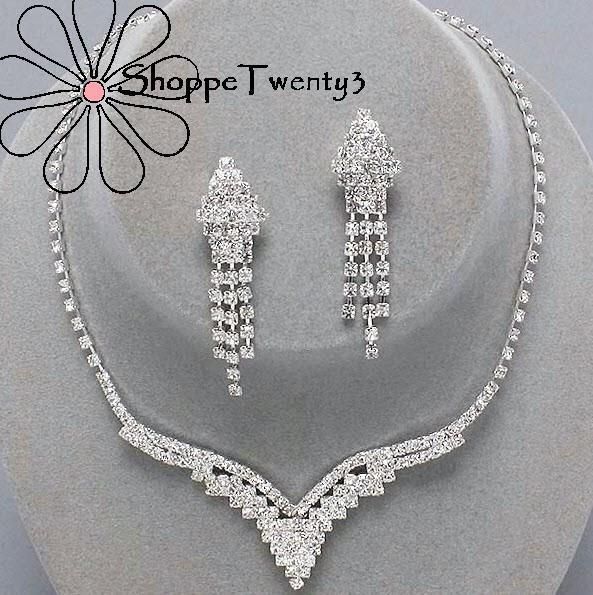   Tennis Necklace Set 14 20 Bridal Bridesmaid Jewelry Boxed