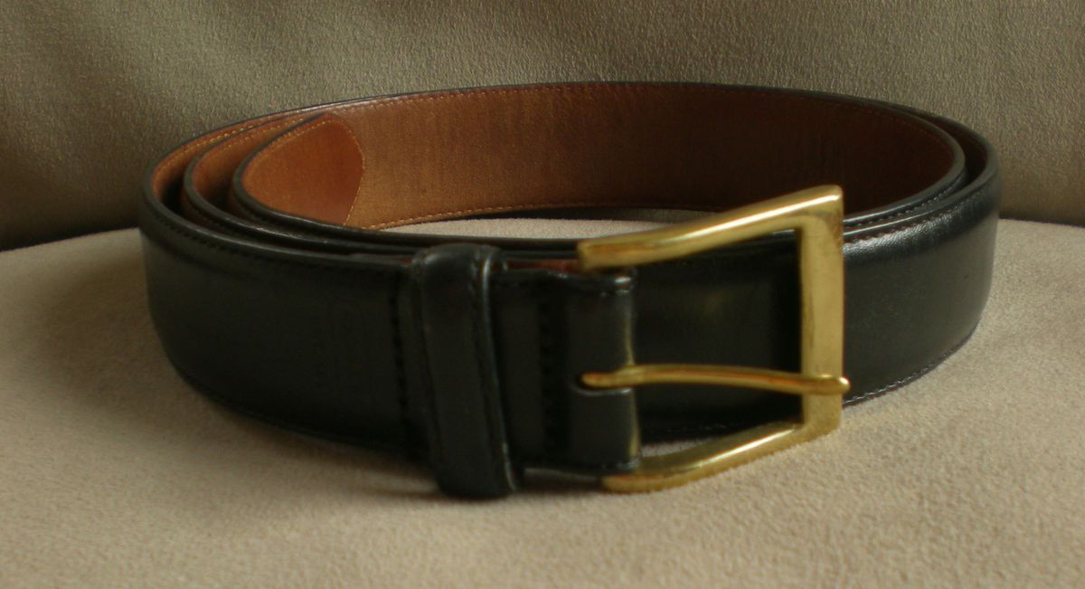 Mens Coach Black Leather Bromfield Harness Belt, size 36