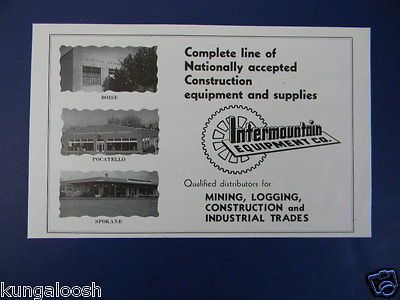 Newly listed 1950 INTERMOUNTIAN EQUIPMENT CO. MINING,LOGGING 