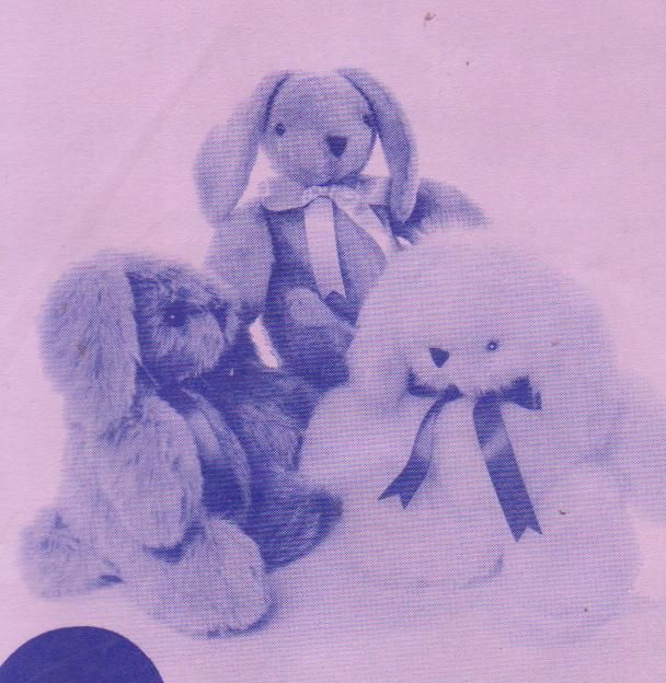 1986 Designer Pattern Carol’s Rabbit Fake Fur Bunny Toy Uncut