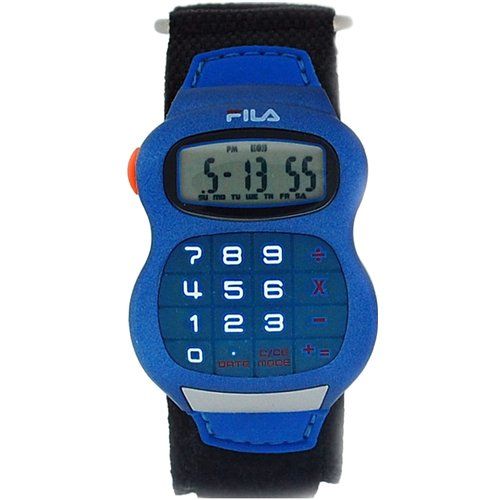 Fila Kids Blue Calculator Velcro Strapp Watch with 8 Digit Display 