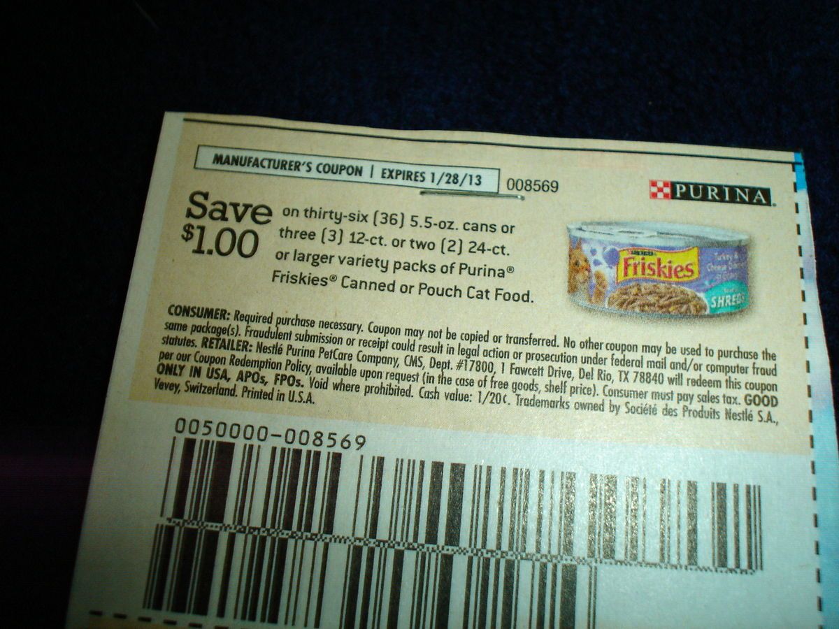   00 on 2  24ct or lgr packs of Purina Friskies Canned or Pouch cat food