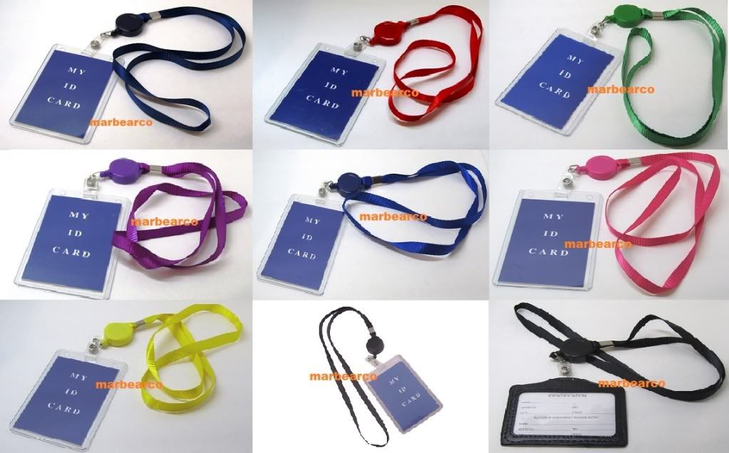 ID Card Holder Reel Retractable Badge with Neck Strap Key Tag Clip 