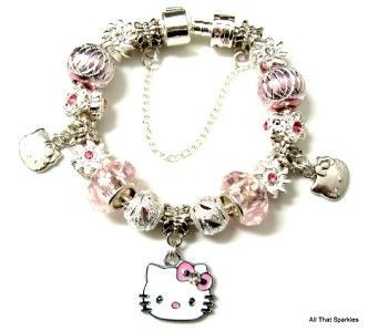pink hello kitty child girl charm bead bracelet