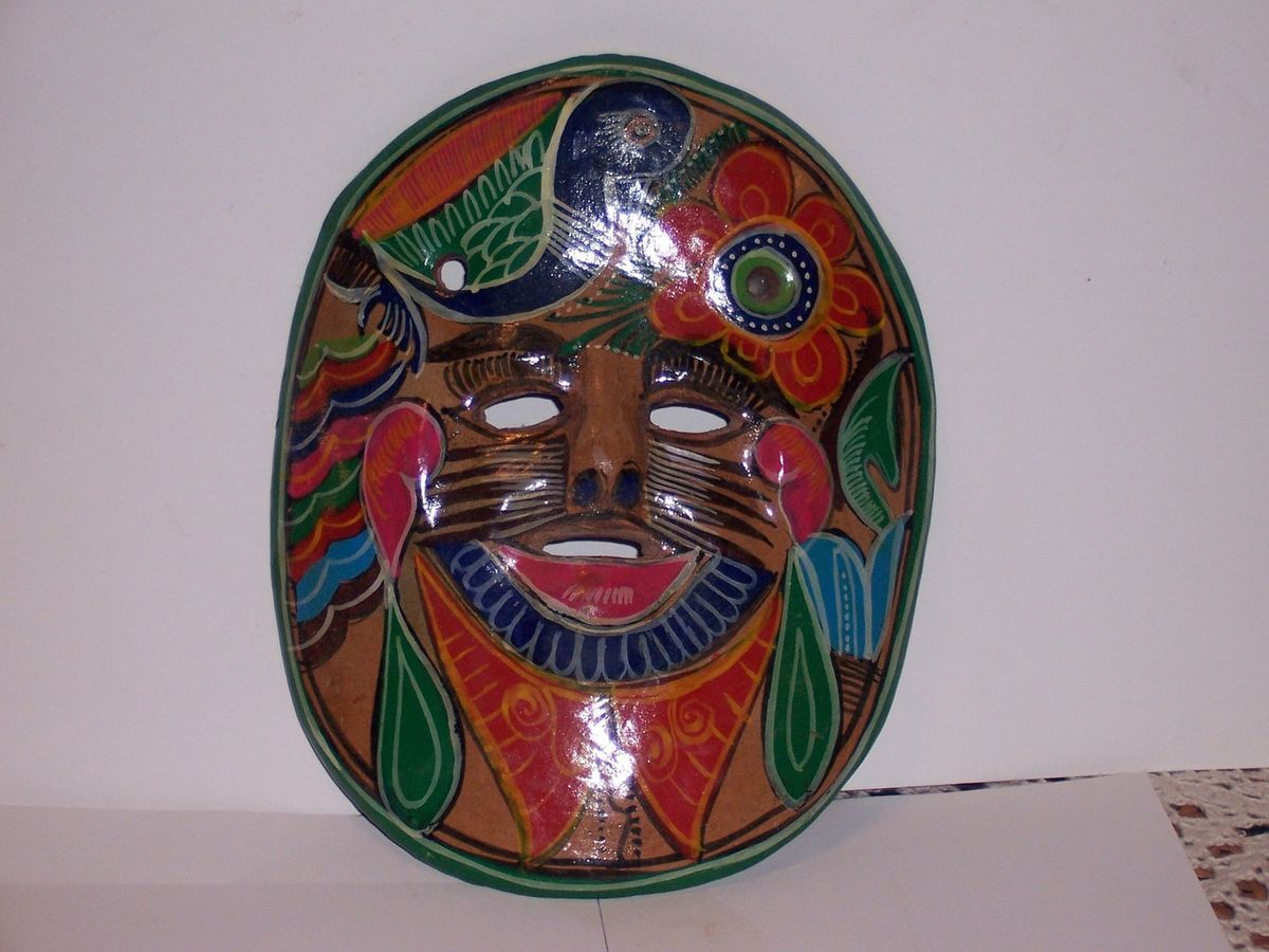 Mexico Clay Pottery Mask Pan American Clay Works Colorful