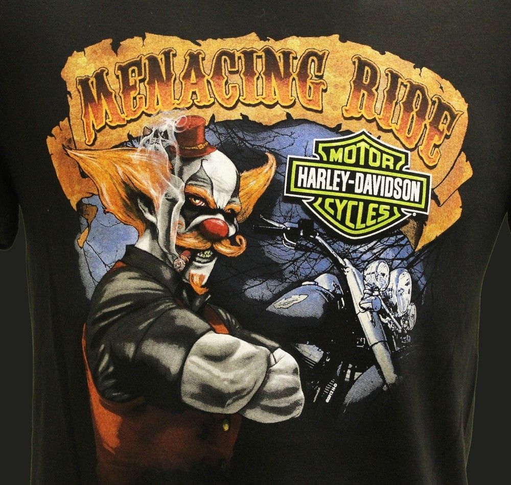 Harley Davidson Las Vegas Dealer T Shirt Clown Menacing Ride Black MD