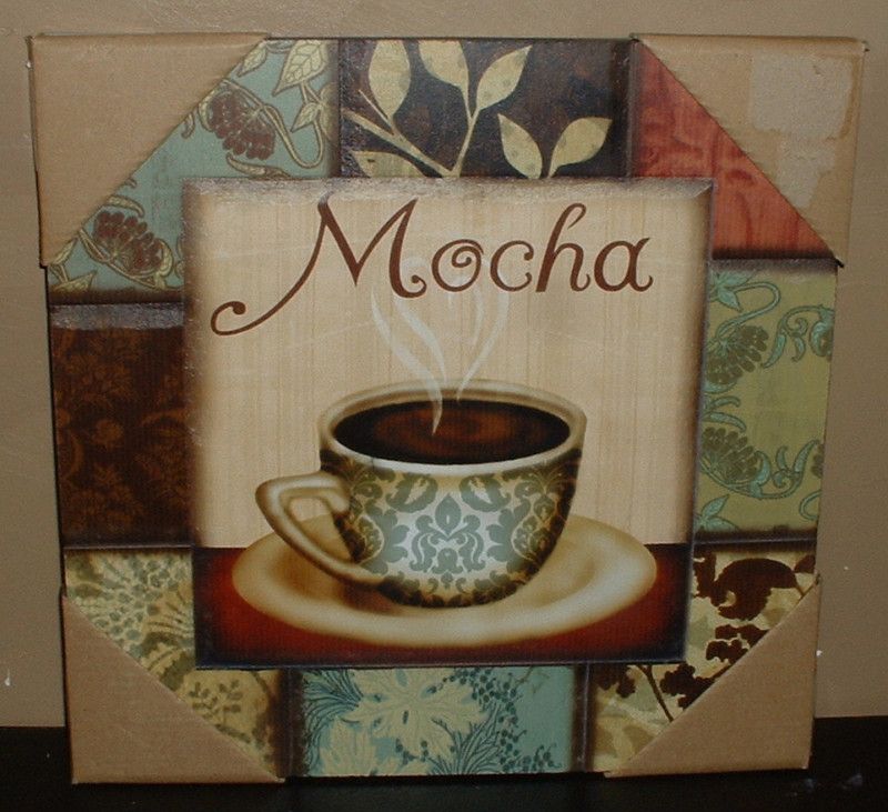 Coffee Cup Wall Plaque Bar Sign Cafe Mocha Damask Java Kitchen Home