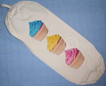 cupcakes in a row carrier bag holder cream cotton
