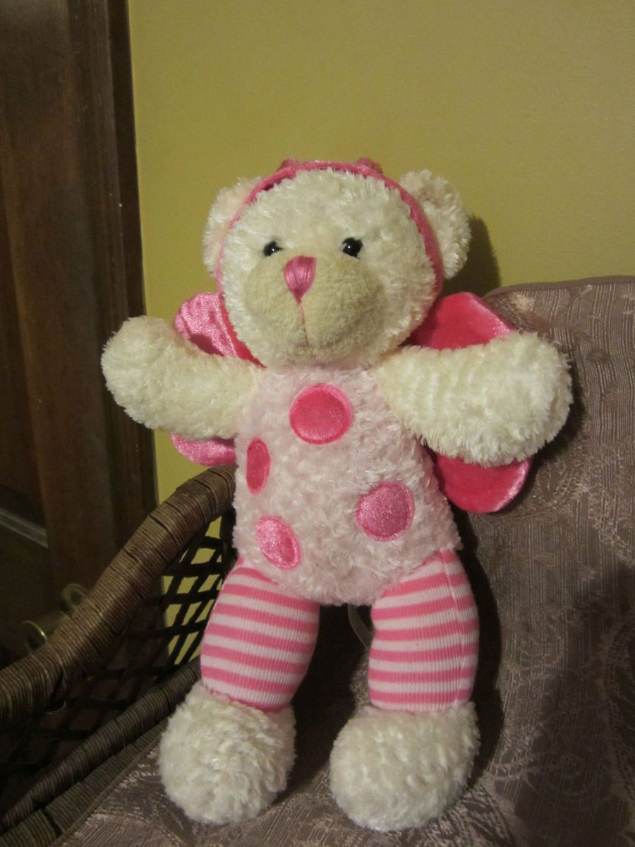 Dan Dee Plush Collectors Choice Bear With Pink wings antanas and pink