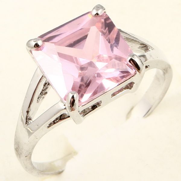 Large Radiant Cut Pink Sapphire A075 Ring