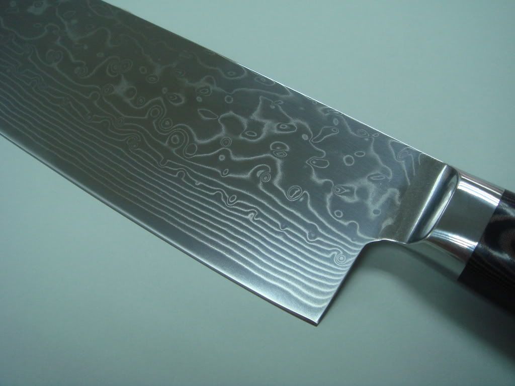 handmade 7 damascus nakiri knife with wave pattern