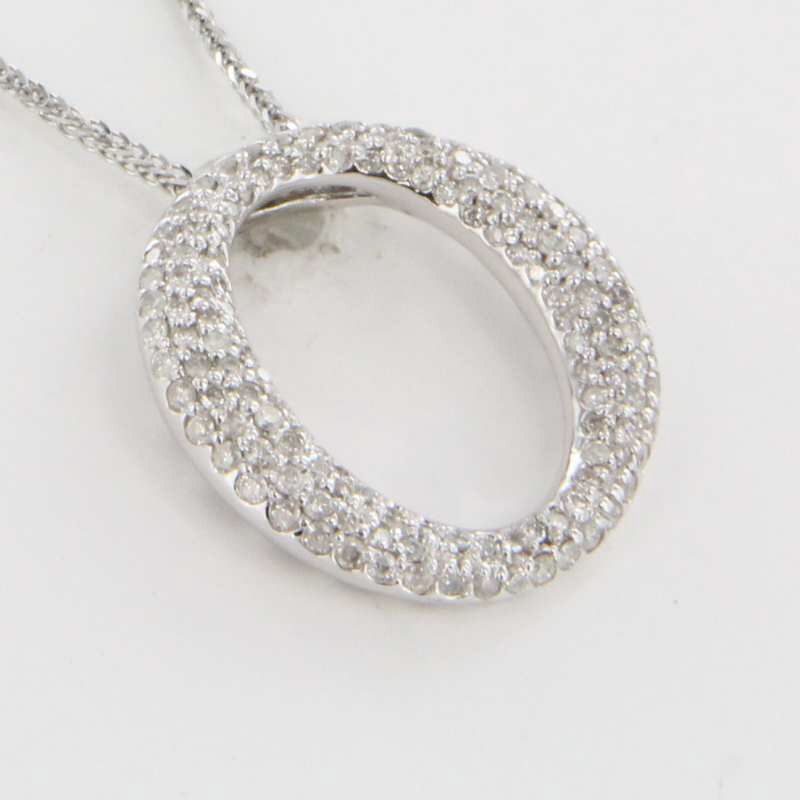   Diamond Circle 14k Gold Pendant Necklace Fine Heirloom Used Jewelry