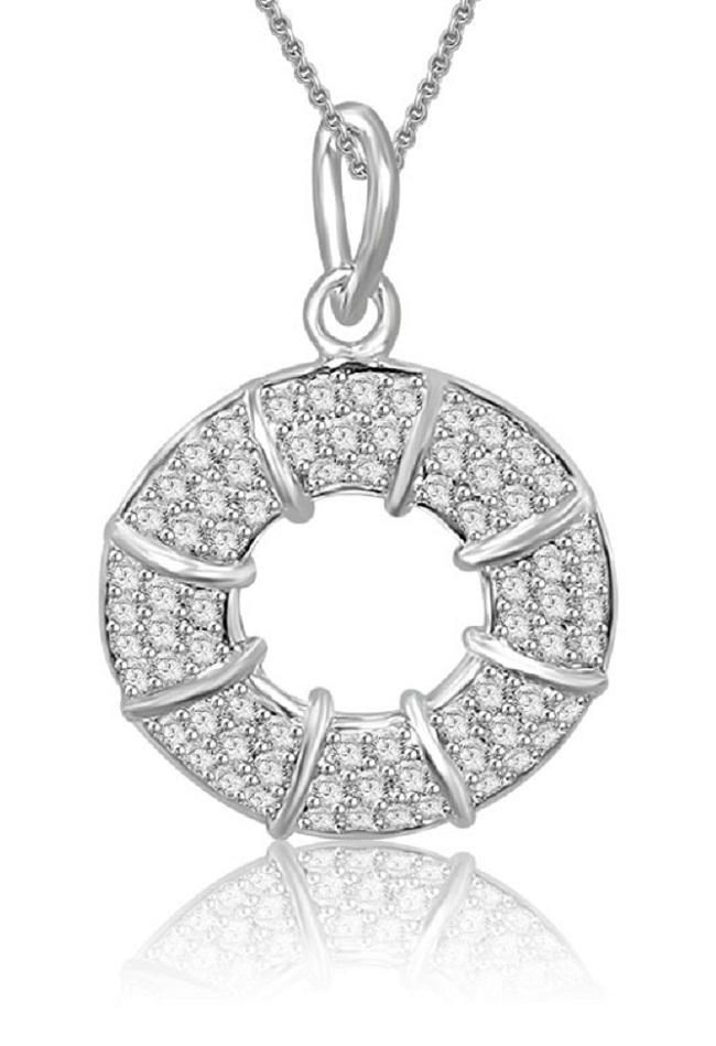 Circle Pendant Necklace 0 80ctw Natural Round Cut Diamond Jewelry 14k