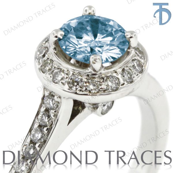 01ct Blue SI2 Round Genuine Diamond 14k Gold Classic Engagement Ring