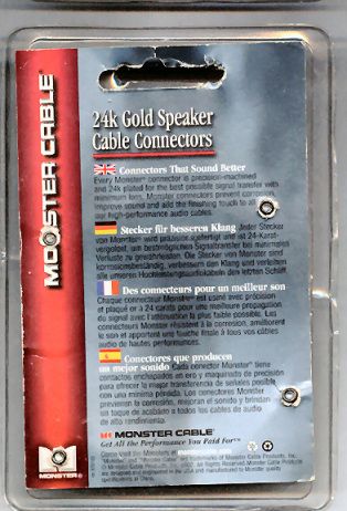 Monster Cable 24K Gold Speaker Cable Connectors X4