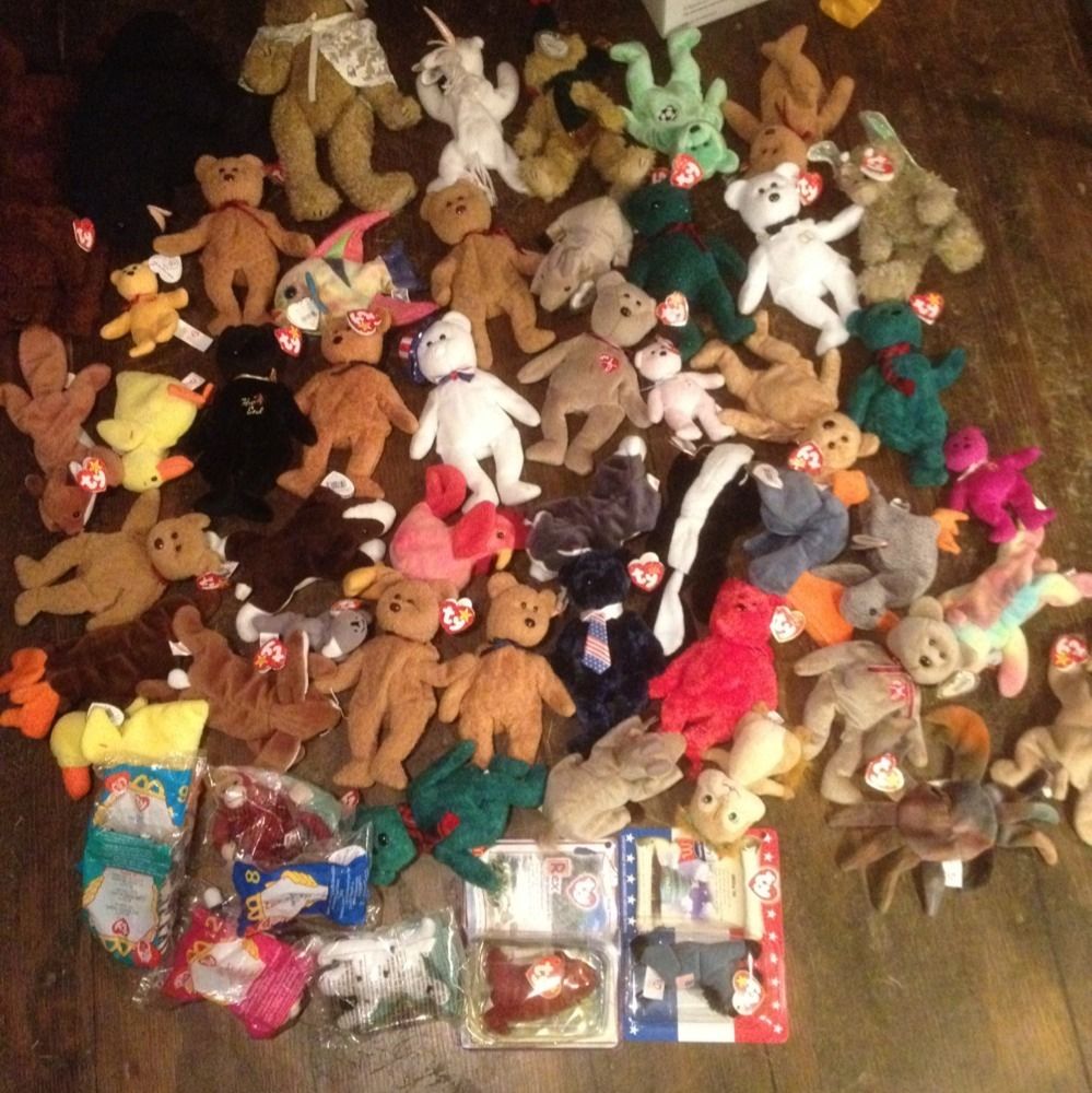 LOT of 53 Ty Beanie Babies Camels Dogs Cats Big Beanies Look