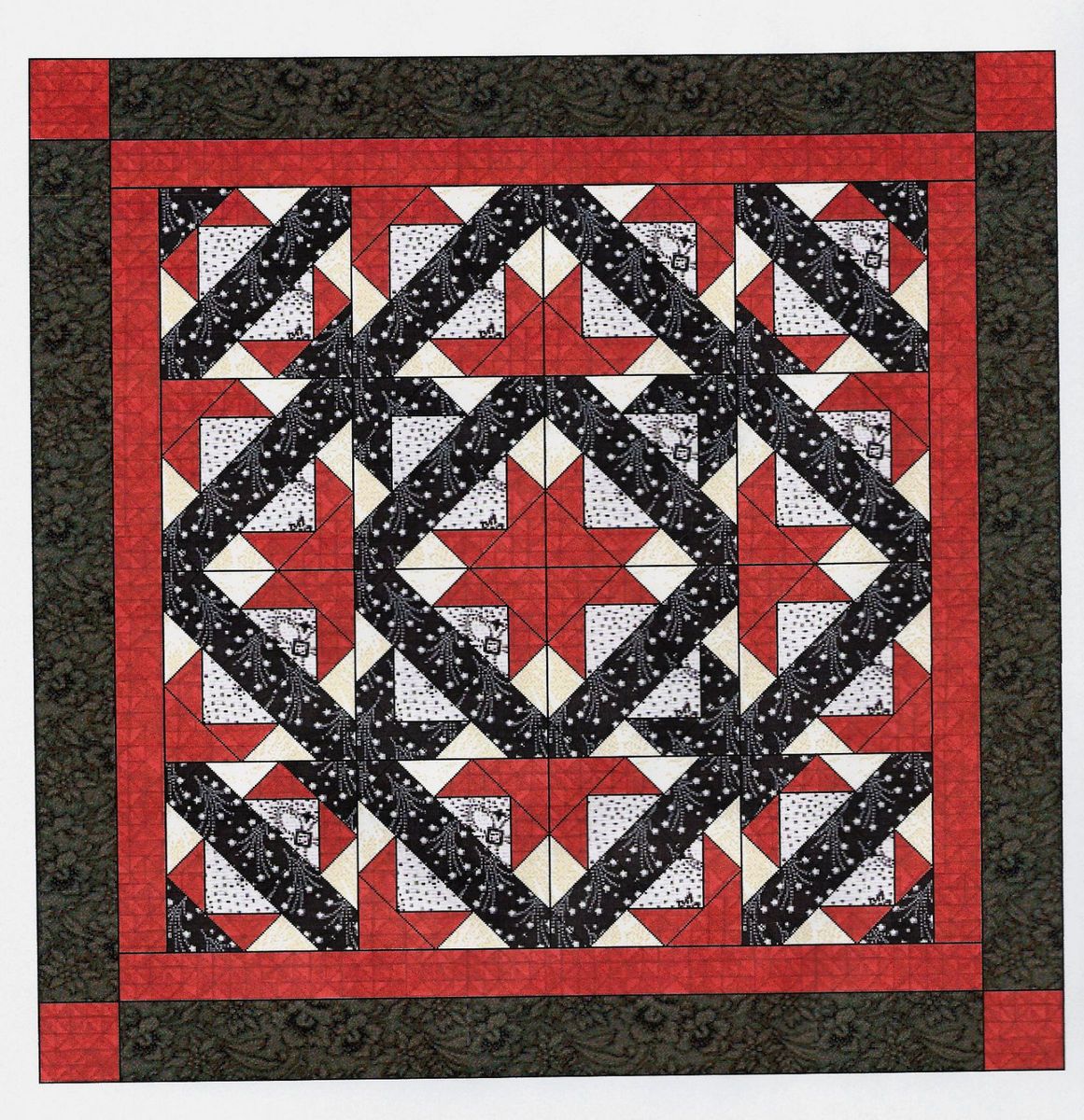 Easy Quilt Kit Path to the Stars Red black white Pre cut Fabrics Ready
