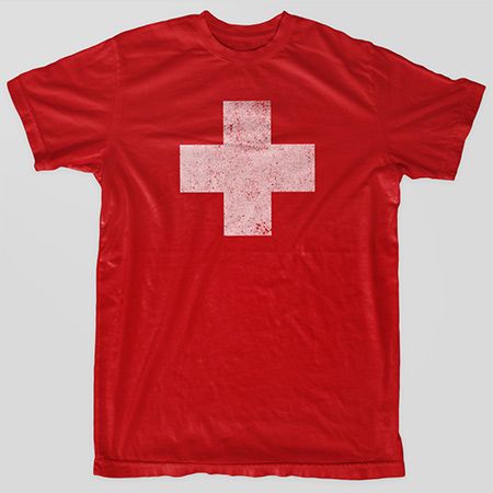 FIRST AID Red Cross LIFEGUARD Distressed Vintage Look T Shirt