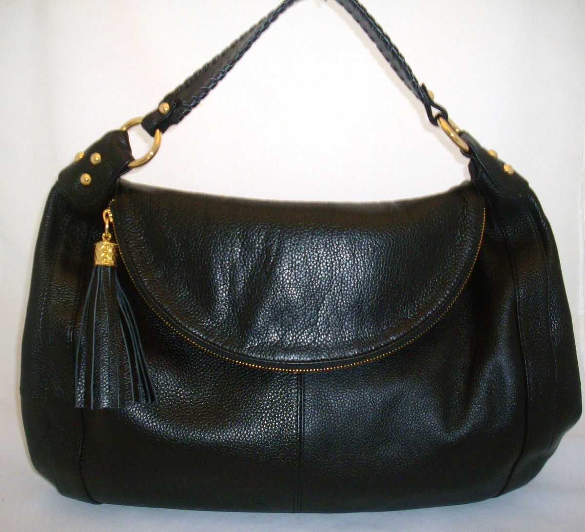 Onna Ehrlich Handbag Rachel Tassel Black Italian Leather Hobo Purse $