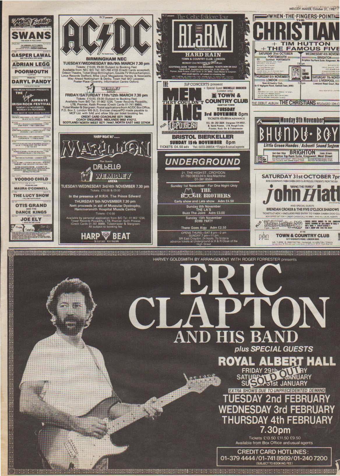 Eric Clapton Royal Albert Hall Trade Advert poster from UK British